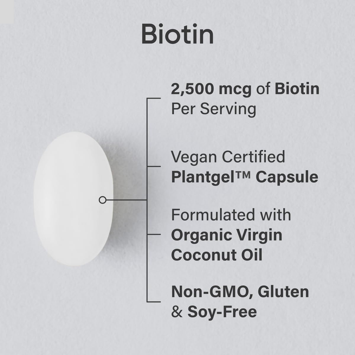 Sports Research Biotina 2,500 mcg, etiqueta detallada para uso diario.