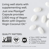 Sports Research Biotina 2,500 mcg con cápsulas PlantGel de coco orgánico.