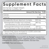 Botella Sports Research Ashwagandha, 120 cápsulas, uso diario recomendado.