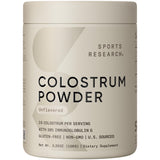 Sports Research Calostro Bovino en polvo sin sabor que se disuelve fácilmente en bebidas.