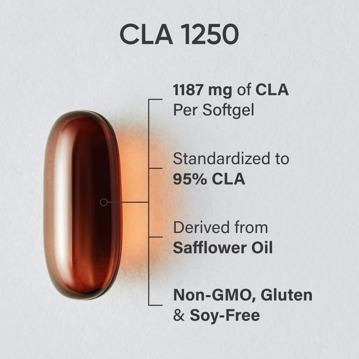 Sports Research CLA 1250mg, frente de la botella, calidad premium visible