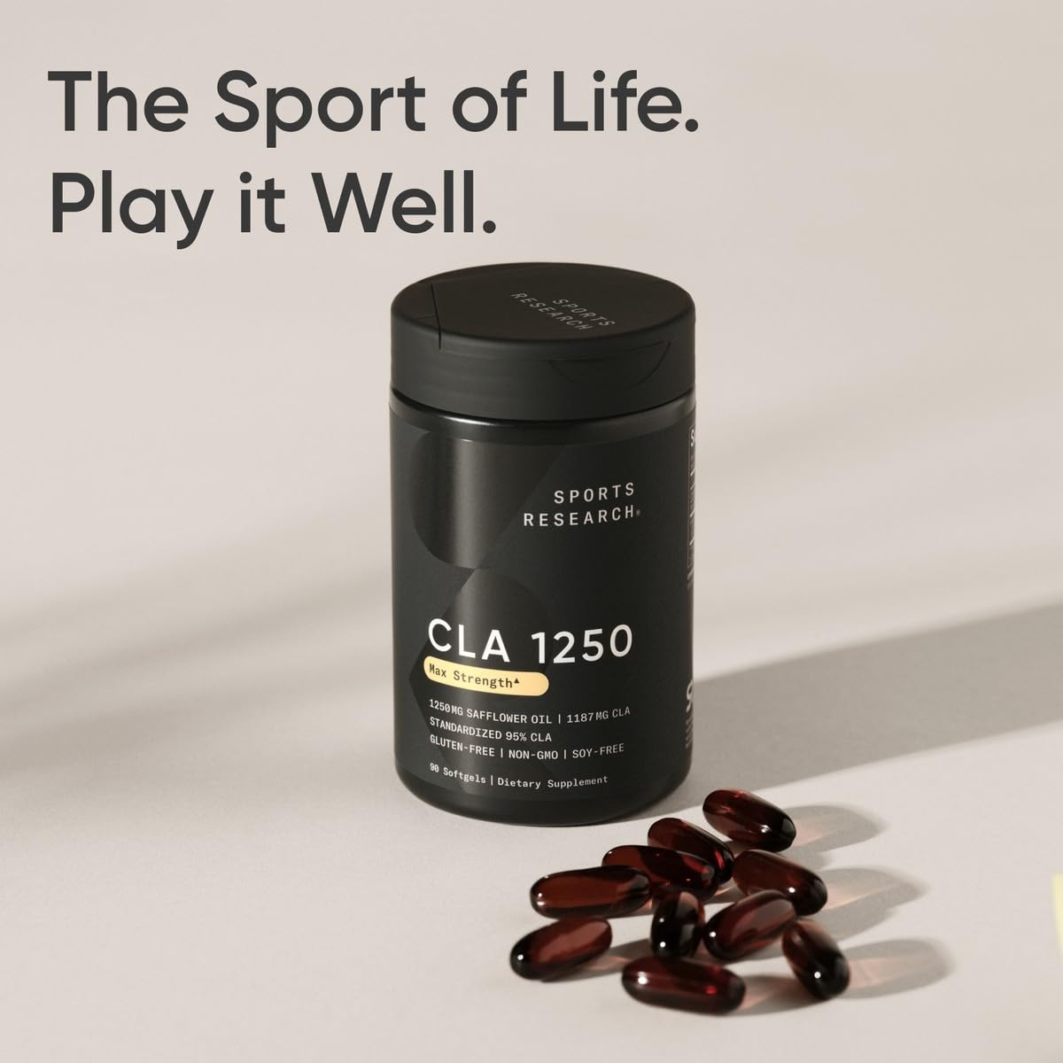 Sports Research CLA 1250mg, uso diario, apoyo potencial al rendimiento