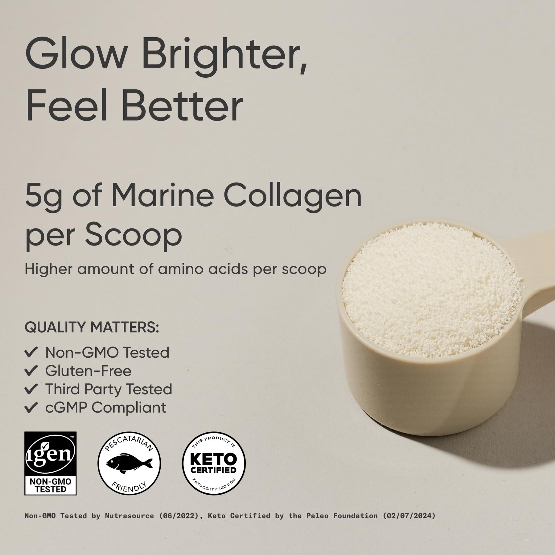 Sports Research Collagen Beauty Complex, cuchara de medida, dosis diaria sencilla.