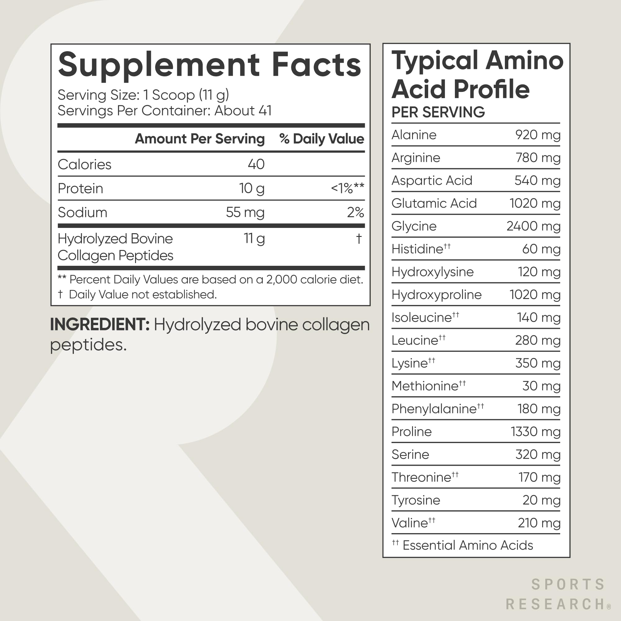 Sports Research Colágeno aporta proteína y dieta equilibrada.