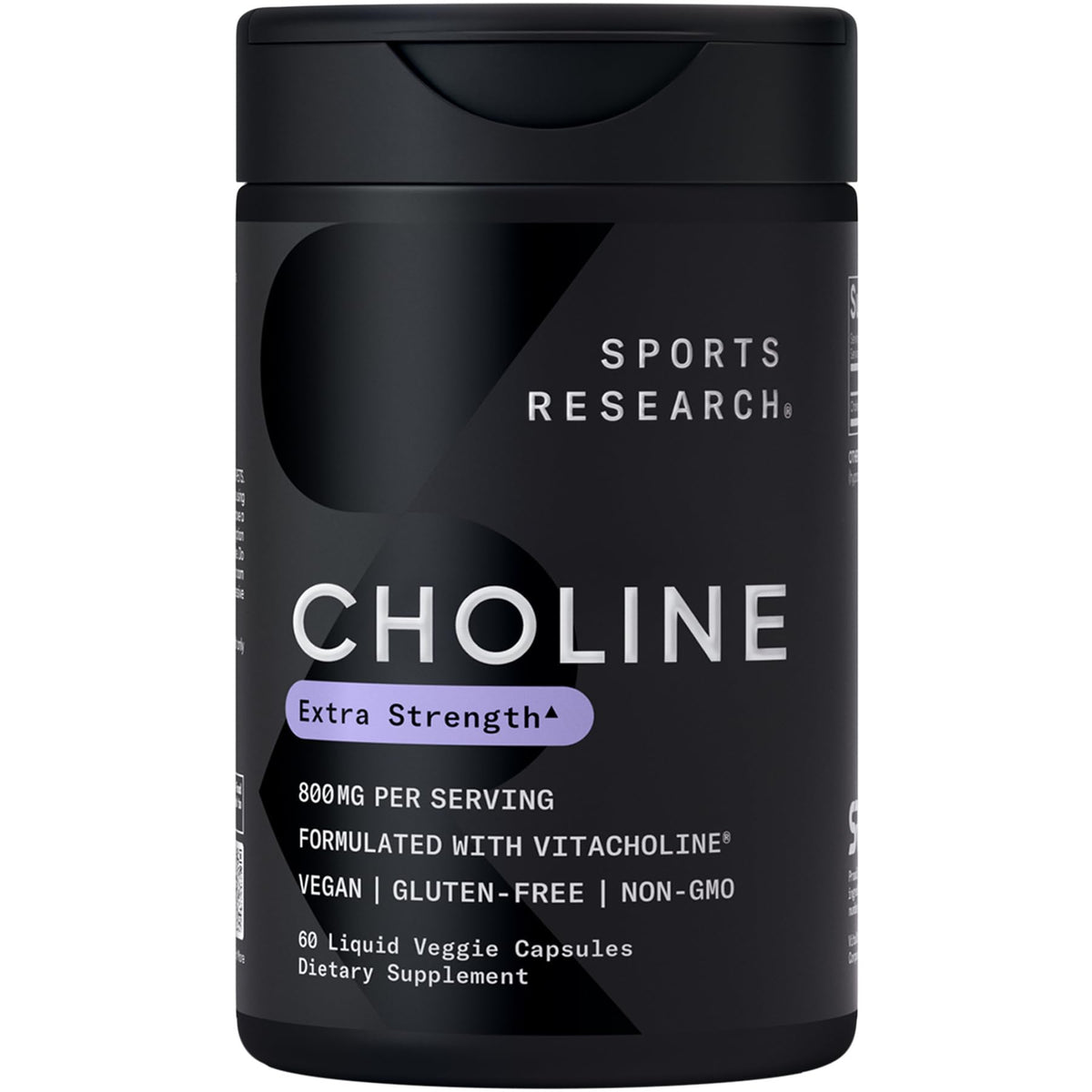 Sports Research Colina 800 mg en botella, apoyo al enfoque diario y claridad mental.