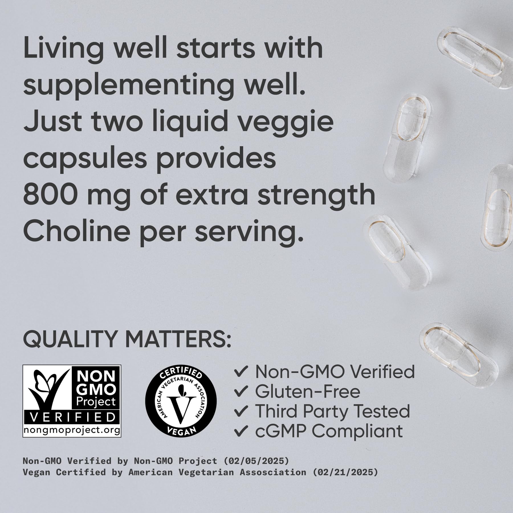 Sports Research Colina 800 mg etiqueta, libre de gluten para dietas sensibles.