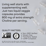 Sports Research Colina 800 mg etiqueta, libre de gluten para dietas sensibles.