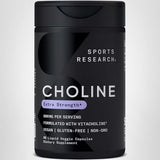 Sports Research Colina 800 mg, frasco de 60 cápsulas, dosis diaria conveniente.