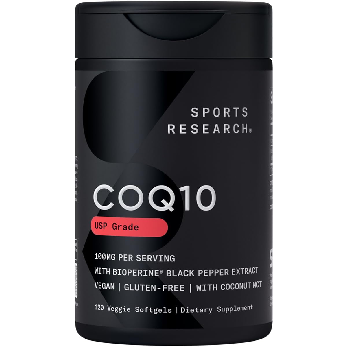 Sports Research CoQ10, botella de cápsulas vegetales para uso diario