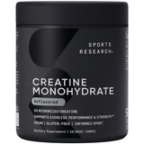 Sports Research Creatina Monohidrato: bote con polvo puro para potenciar entrenos y recuperación.