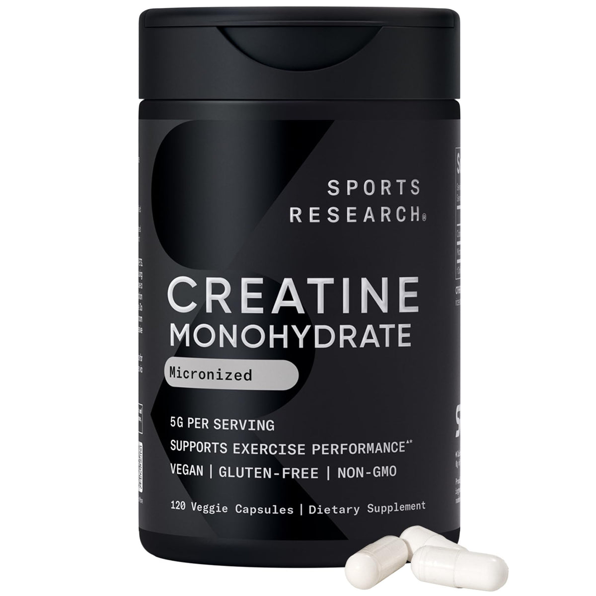 Sports Research Creatina Monohidrato: cápsulas de 5 g para potencia durante entrenamientos intensos