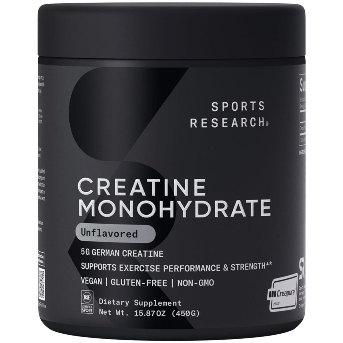 Sports Research Creatina Monohidrato Creapure, bote de 450 g, pureza y consistencia