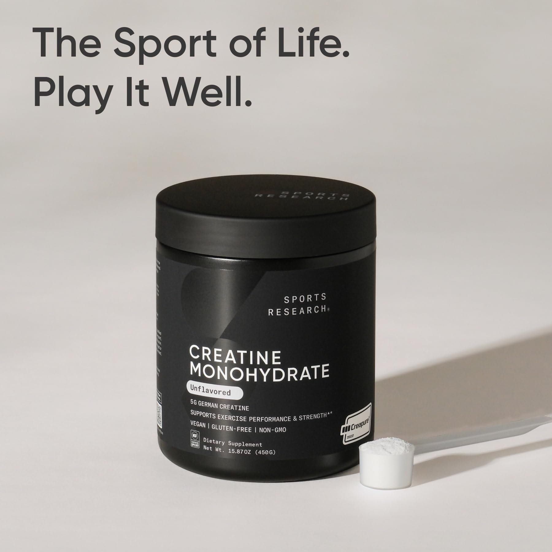 Etiqueta Creapure de Sports Research, calidad y pureza garantizadas
