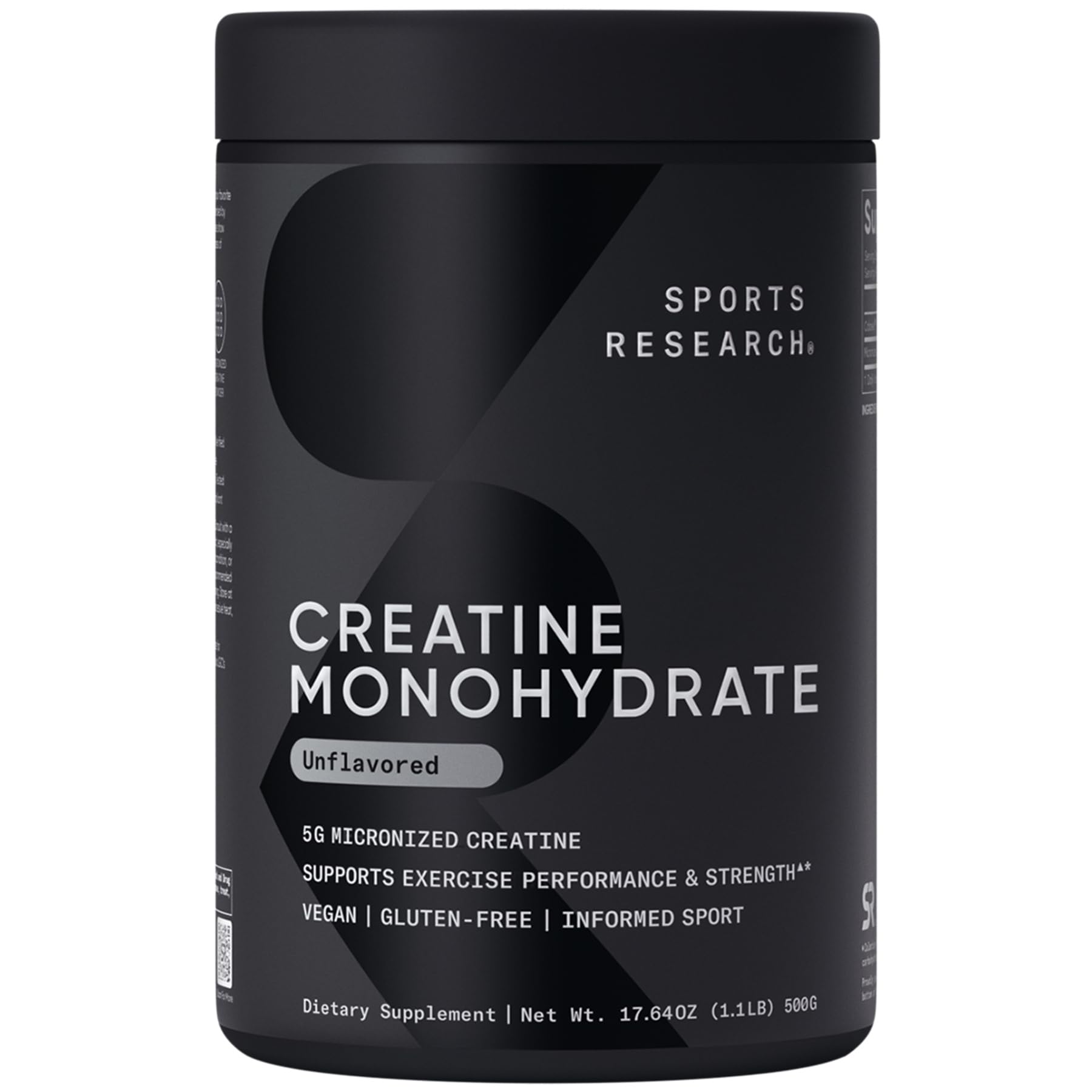 Sports Research Creatina Monohidrato, cucharada medidora para energía sostenida.