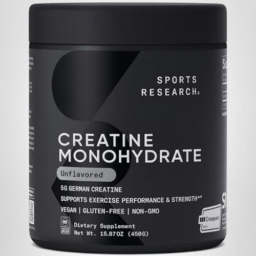 Sports Research Creatina Monohidrato sin sabor, ideal para bebidas