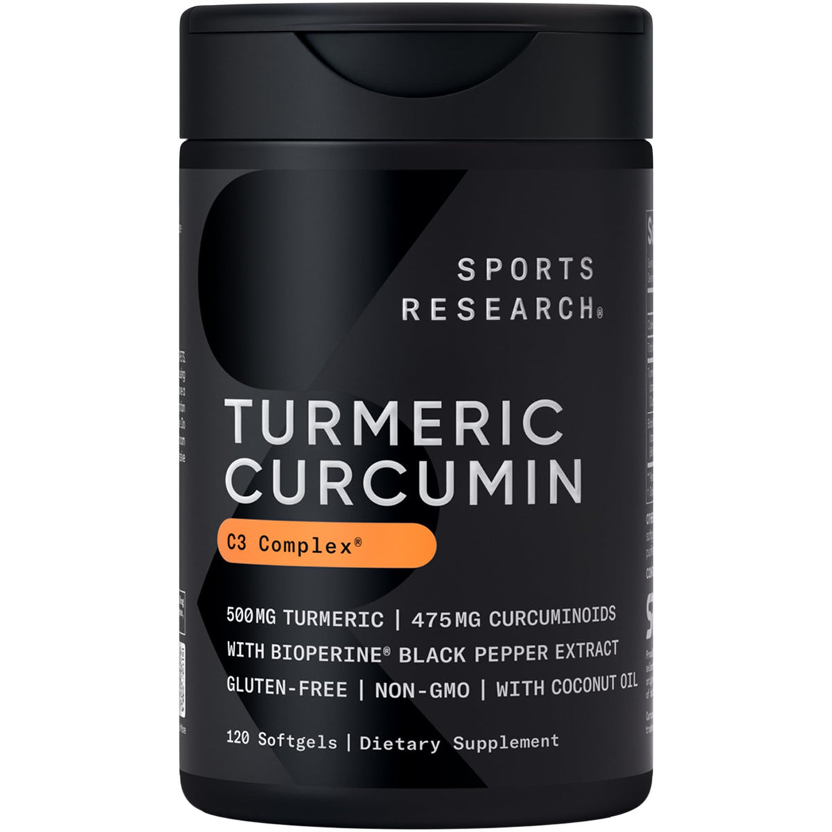 Sports Research curcuma C3 Complex en botella para apoyar tu rutina saludable.