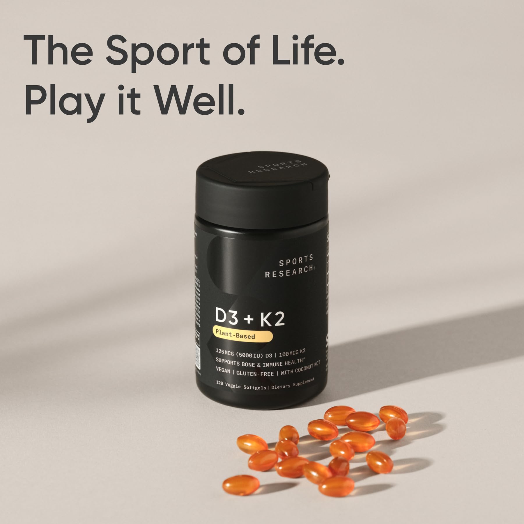 Sports Research D3 K2 Softgels: libre de soja y sin carragenina