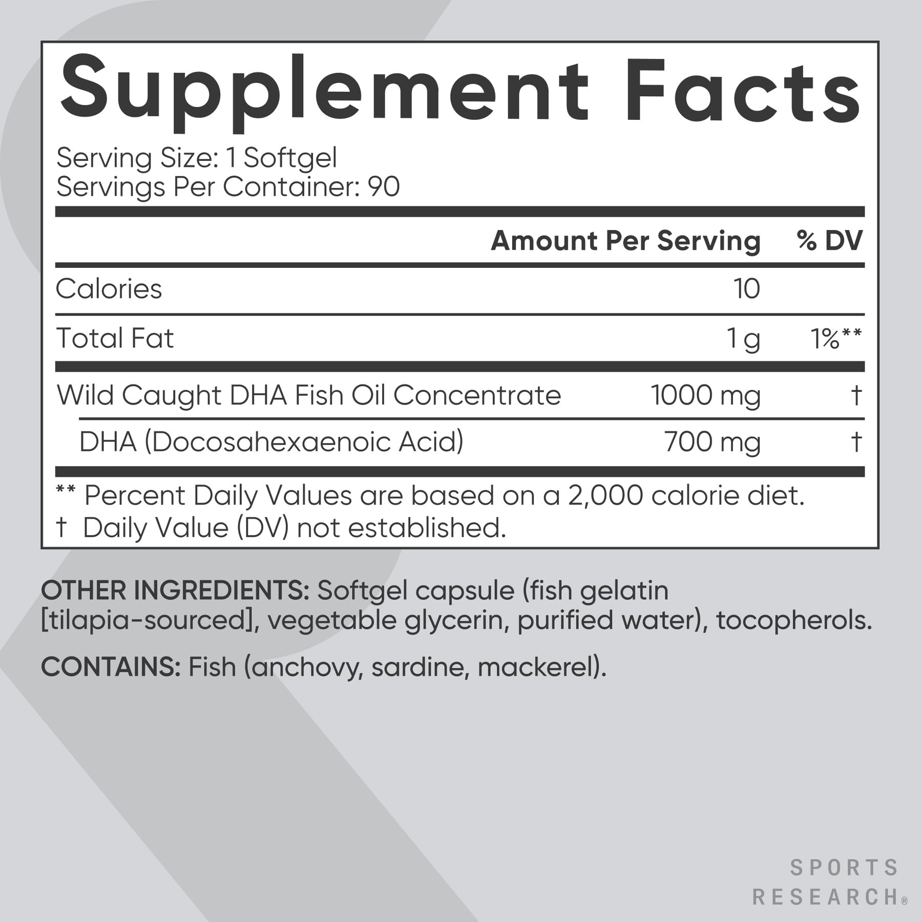 Sports Research DHA Omega-3, cerebro, podría apoyar funciones cognitivas.