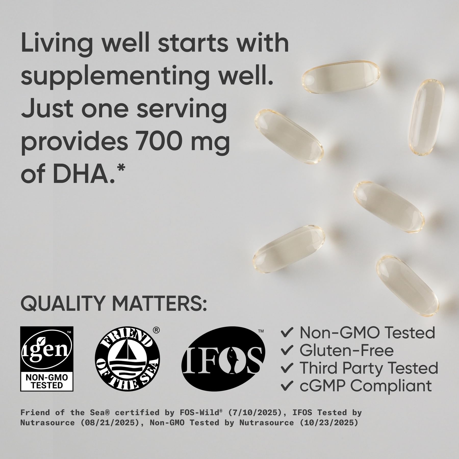 Sports Research DHA Omega-3, origen marino frío, pesca sostenible y responsable.