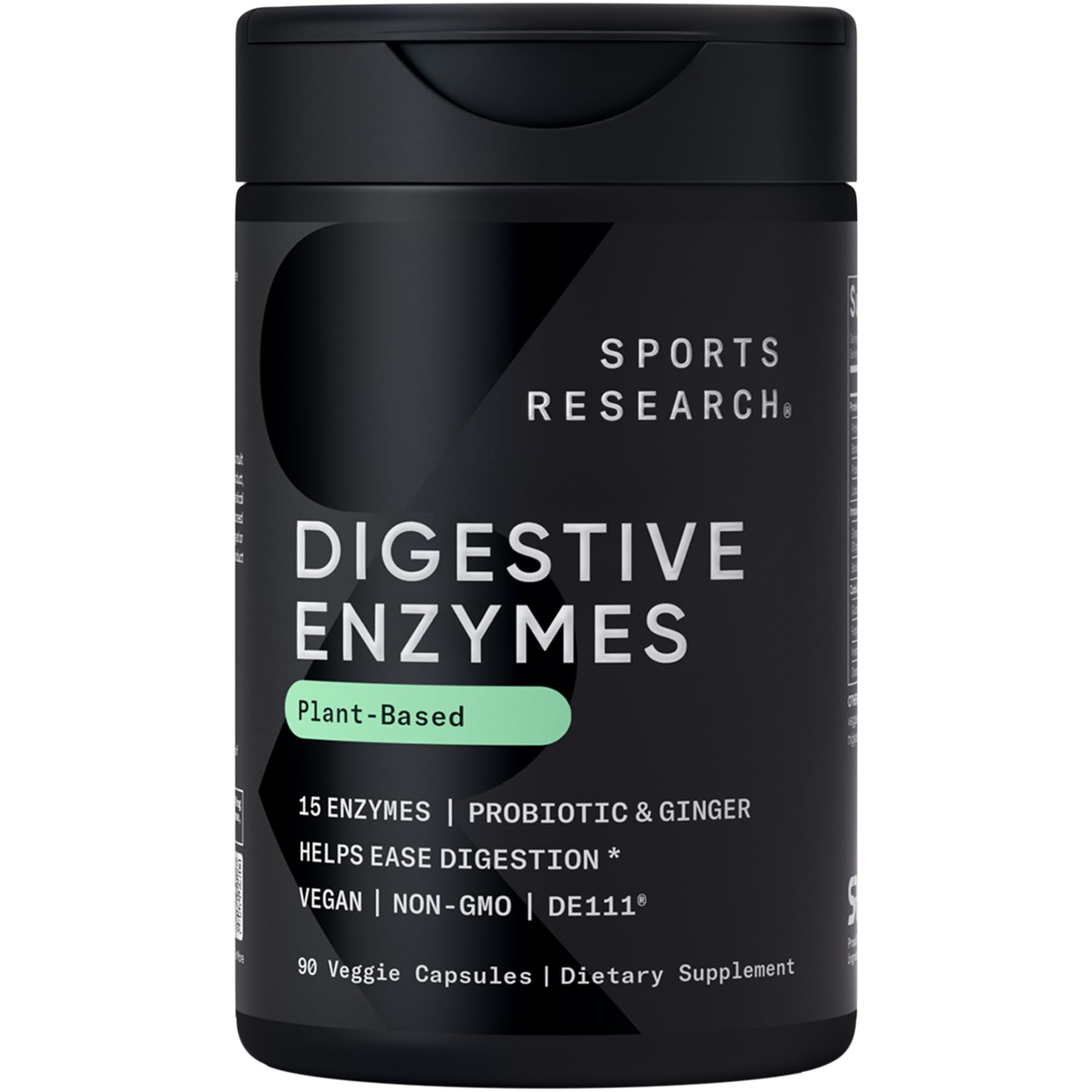 Sports Research: enzimas digestivas con probióticos y jengibre en cápsulas para apoyar la digestión diaria.