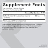 Etiqueta frontal describe 30 mg de azafrán por porción.