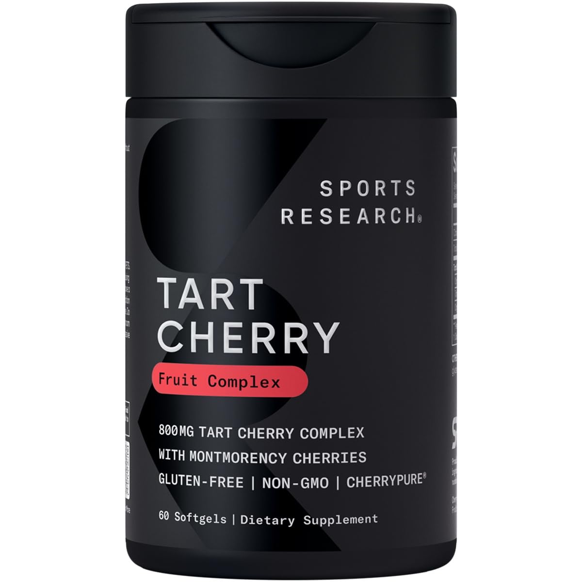 Sports Research cerezas Montmorency, frasco de cápsulas de liberación líquida.