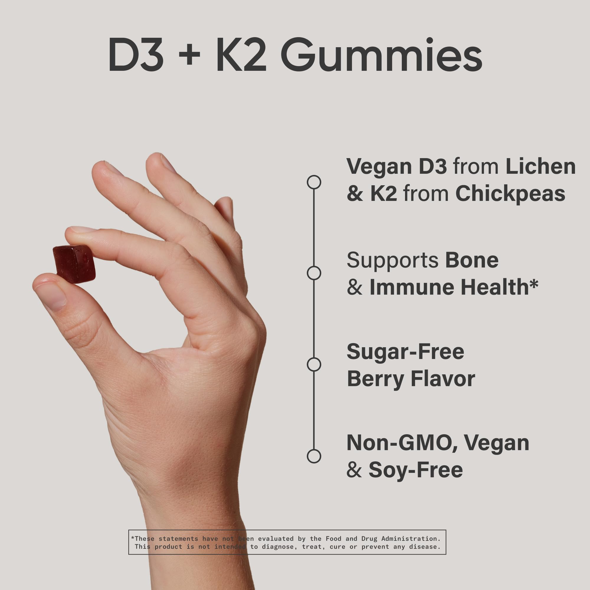Sports Research gomitas veganas D3-K2 5000IU MK7 etiqueta visible