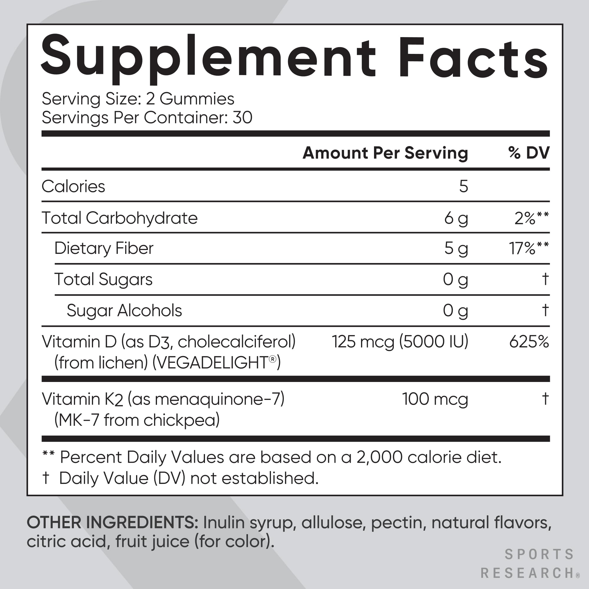 Sports Research gomitas veganas D3-K2 sin gluten