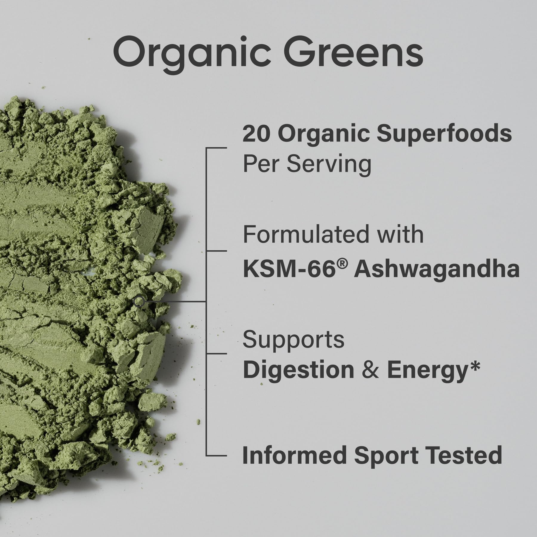 Sports Research Greens clorella integrada para nutrición diaria y fibra prebiótica.