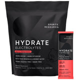 Sports Research Hydrate, polvos sabor cereza granada, para hidratación sabrosa durante entrenamientos