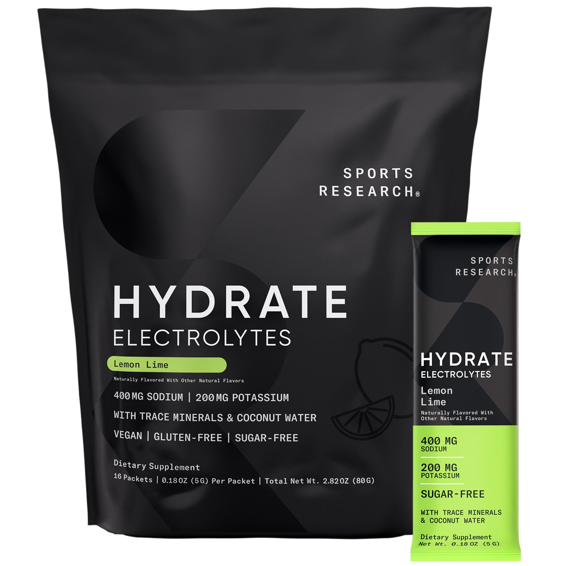Sports Research Hydrate: sobres de electrolitos en envase para entrenar