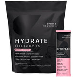 Sports Research Hydrate sobres frambuesa-limonada, hidratación sabrosa para entrenamientos.