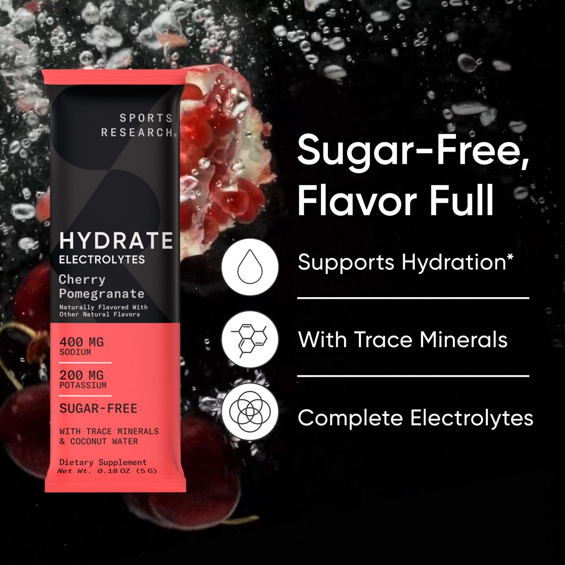 Sports Research Hydrate sabor Fruta de la Pasión, sabor natural para la sed diaria