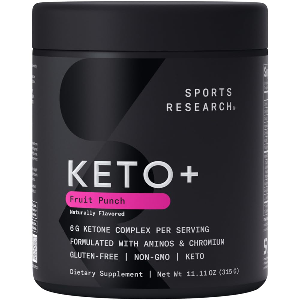 Sports Research Keto Plus con Fruta Punch, bote para apoyar cetosis y sabor refrescante