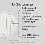 Mezcla Sports Research L-Glutamina en bebida para recuperación post entreno.