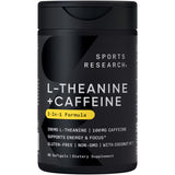 Sports Research L-Teanina con cafeína y MCT: botella lista para enfoque sostenido.