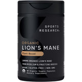 Sports Research Lions Mane cápsulas 1800mg para claridad mental y enfoque diario.