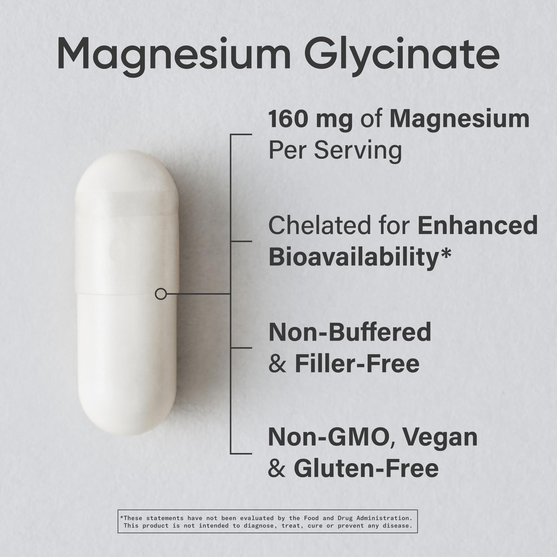 Sports Research Magnesio Glicinato botella de 180 dosis para uso diario.