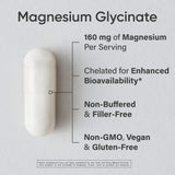 Sports Research Magnesio Glicinato botella de 180 dosis para uso diario.