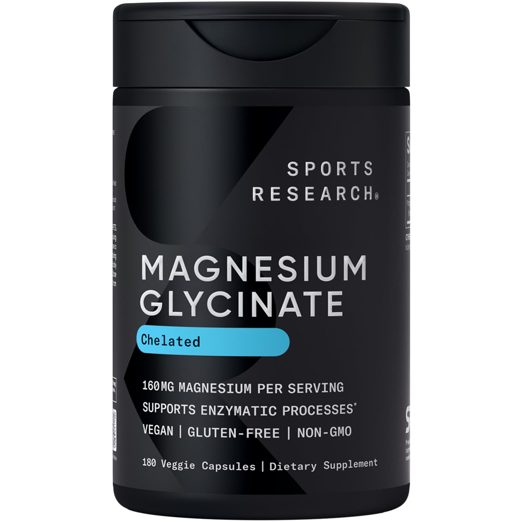 Sports Research Magnesio Glicinato cápsula vegana para relajación nocturna.