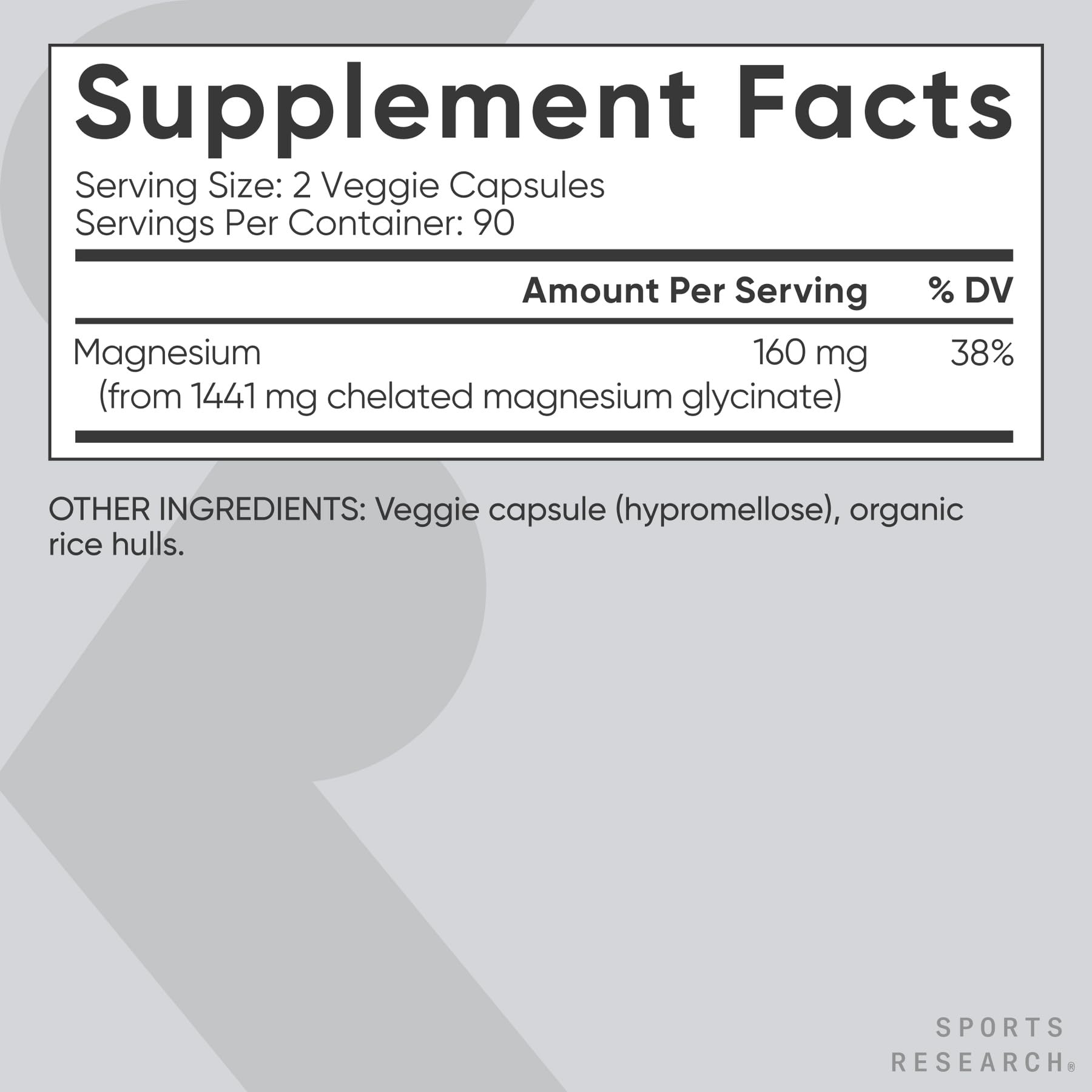 Sports Research Magnesio Glicinato con MCT de coco favorece la asimilación.