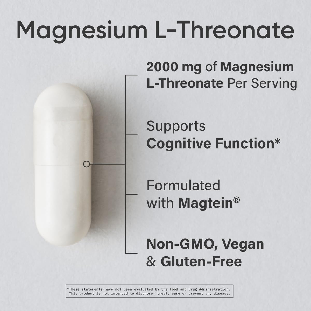 Etiqueta frontal de Sports Research Magtein que destaca Magtein y salud cerebral.
