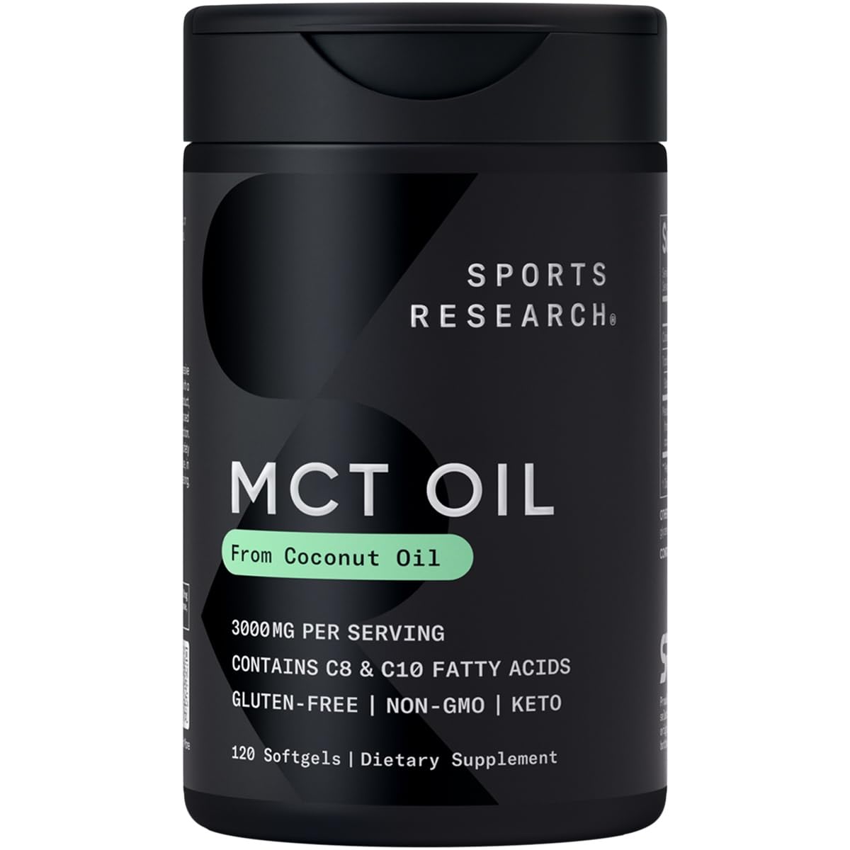 Sports Research MCT Cápsulas: botella visible para energía sostenida