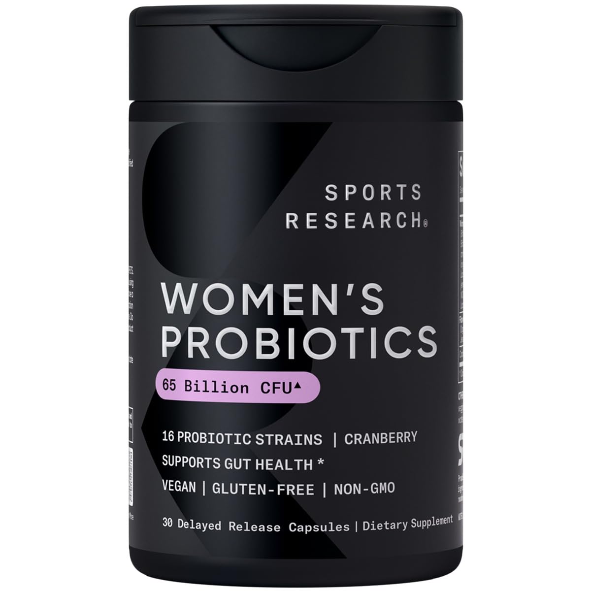 Sports Research probióticos para mujeres con 65 mil millones CFU en envase.