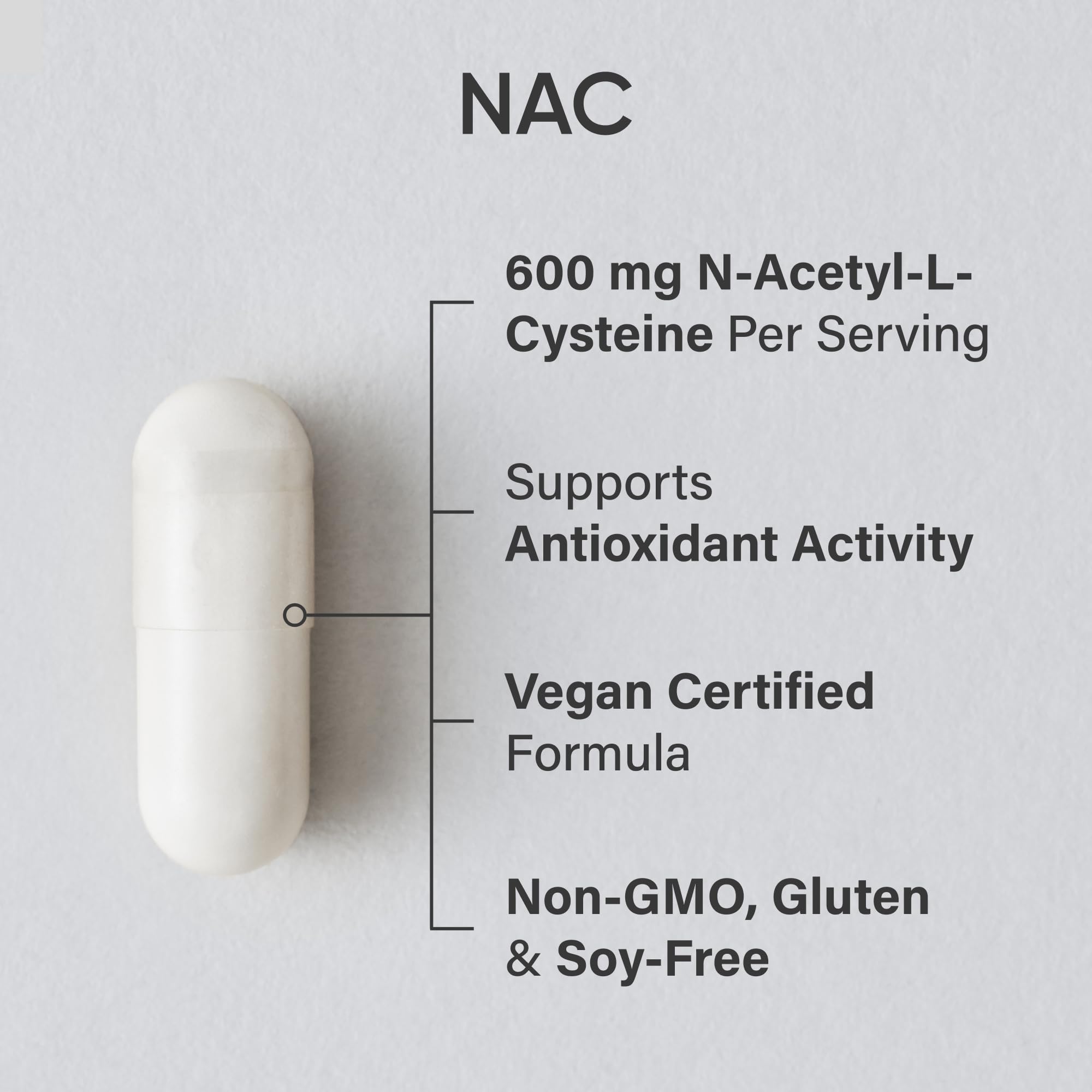 Cápsulas veggie de NAC de Sports Research para rutina diaria conveniente.