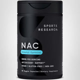 Dosis diaria de NAC 600 mg en cápsula vegetariana de Sports Research.
