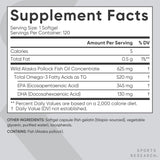 Sports Research Omega-3 cápsulas mini en la palma, posible apoyo a la movilidad.