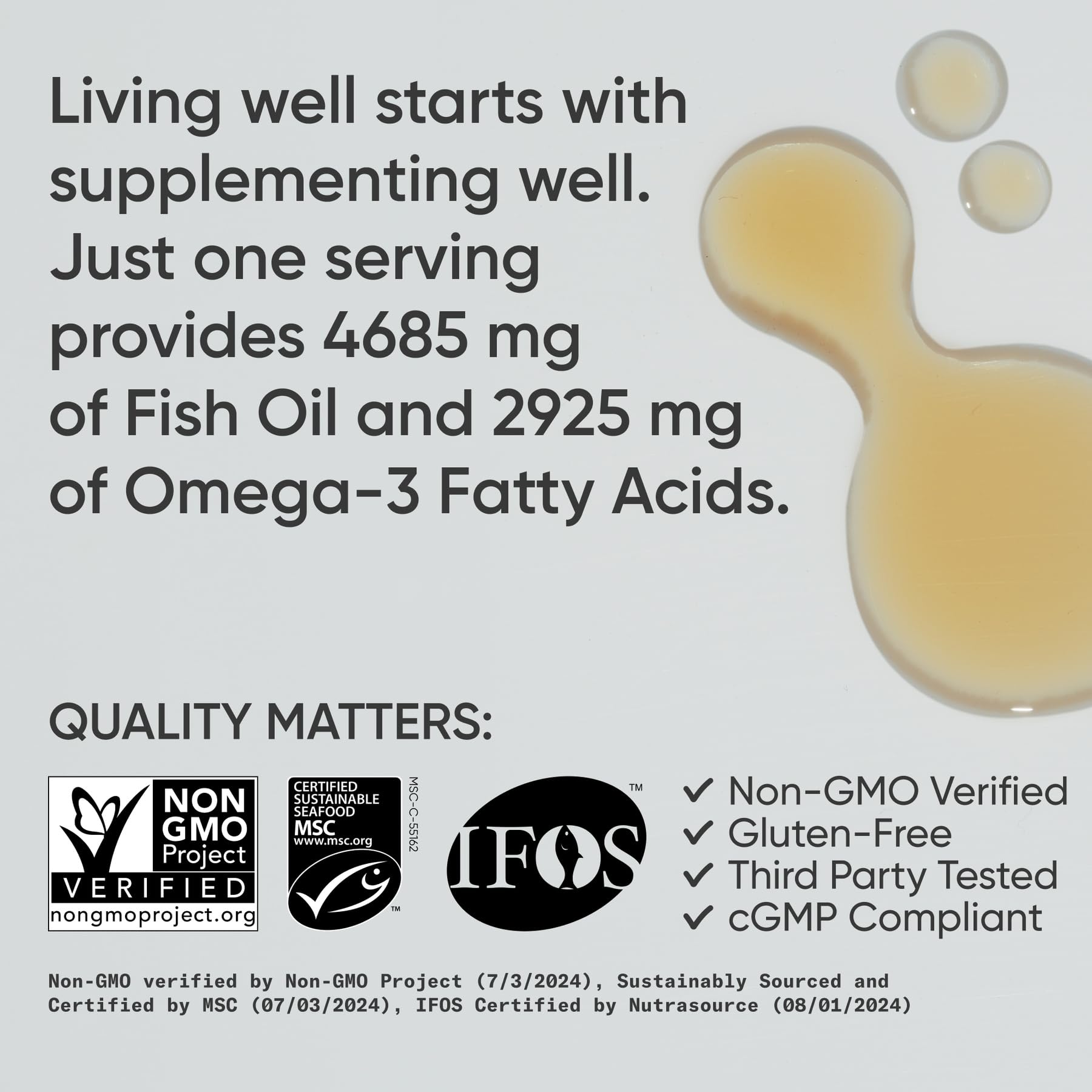 Sports Research Omega-3: etiqueta con IFOS y MSC que avalan sostenibilidad