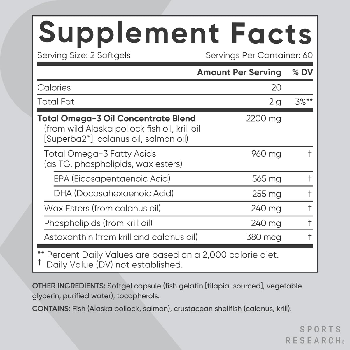 Sports Research Omega-3 Total: aceite de pescado de Alaska para apoyar la ingesta de omega-3