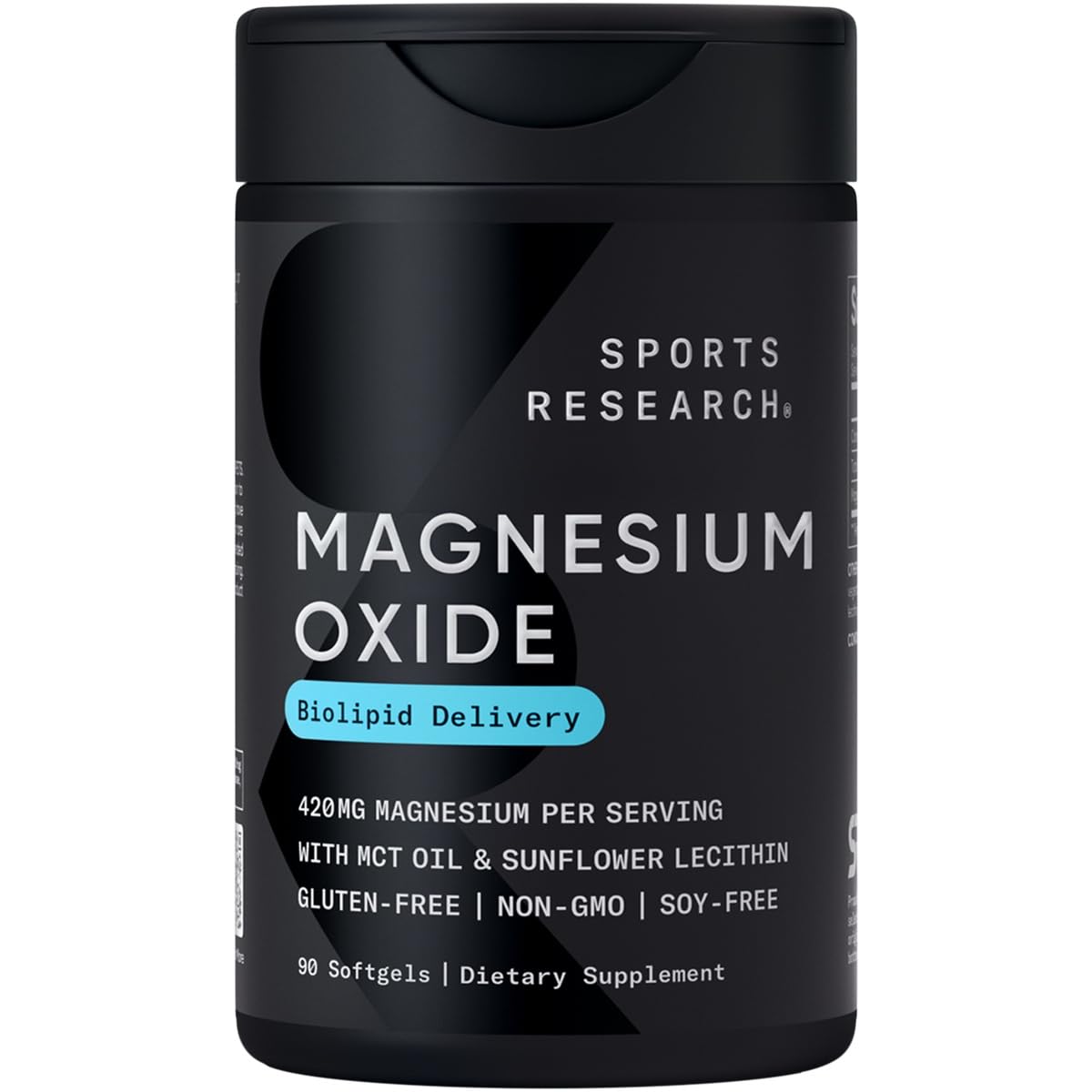 Sports Research óxido de magnesio 420 mg cápsula suave para soporte muscular